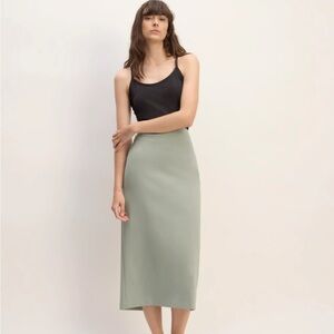 •EVERLANE• Dream Maxi Skirt Cotton Blend Back Slit Sage Green Grey 90’s Style